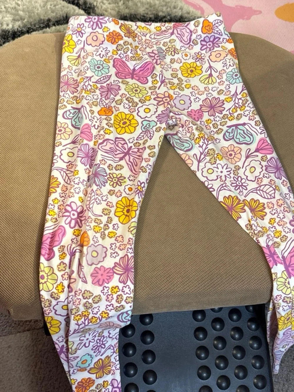 Kids Floral & Butterfly Print Leggings - Pink Multi
